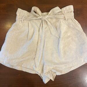 H&M paper bag linen blend shorts